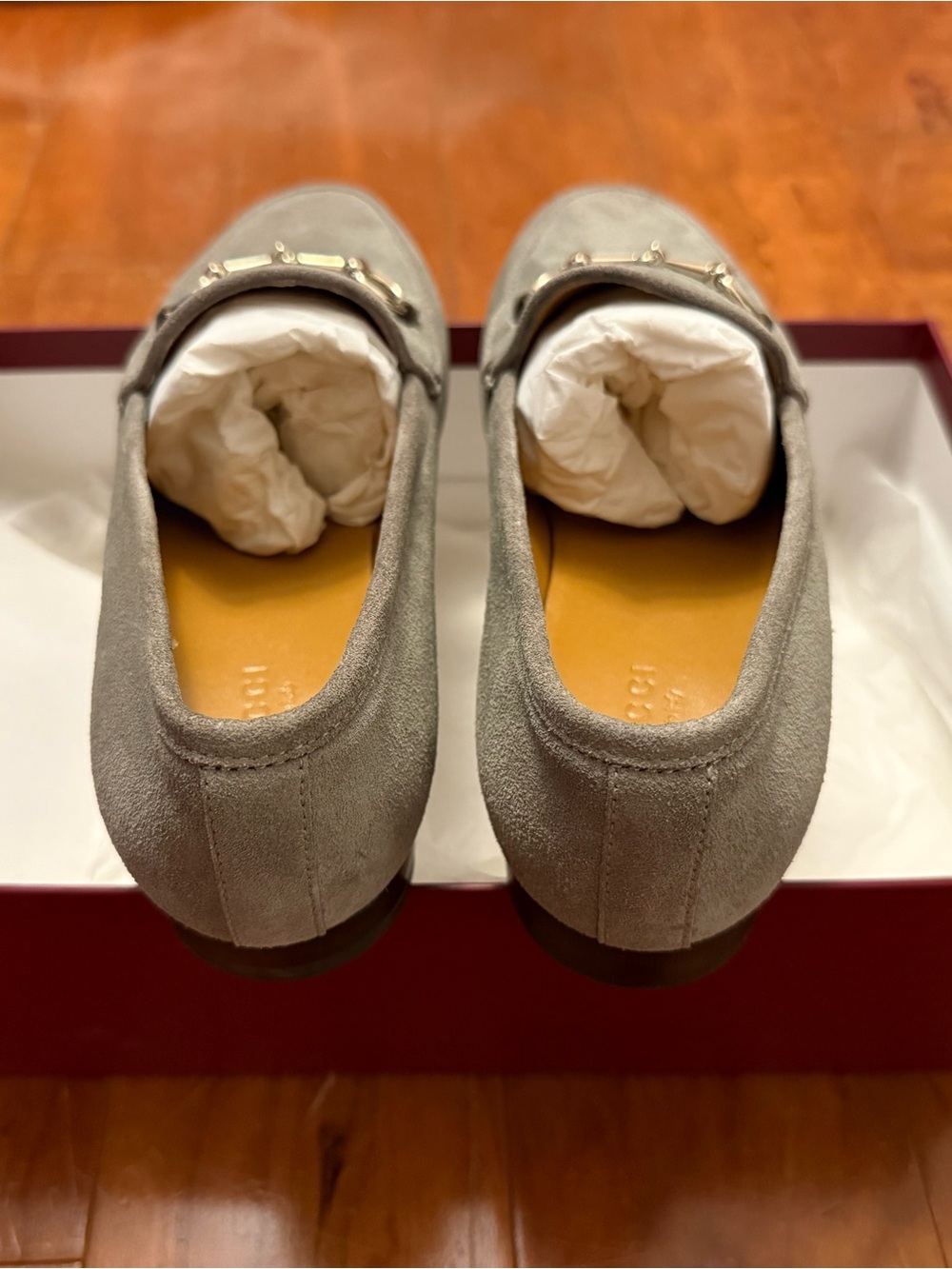 Women's Suede Bit-Detail Slip-On Loafers in Light Gray size 7 (EU37) - Picture 4 of 11